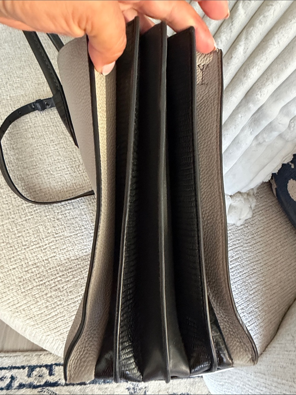 Michael Kors Grey and Black Mercer Pebbled Leather Convertible Tote - Picture 3 of 14